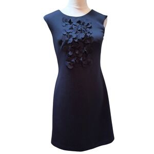 Eliza‎ J Navy Sleeveless Floral Embellished Sheath Dress Size 2
